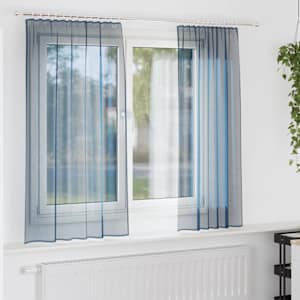 vidaXL voile kardinad varrastega taskutega 2 tk, kuninglikult sinised