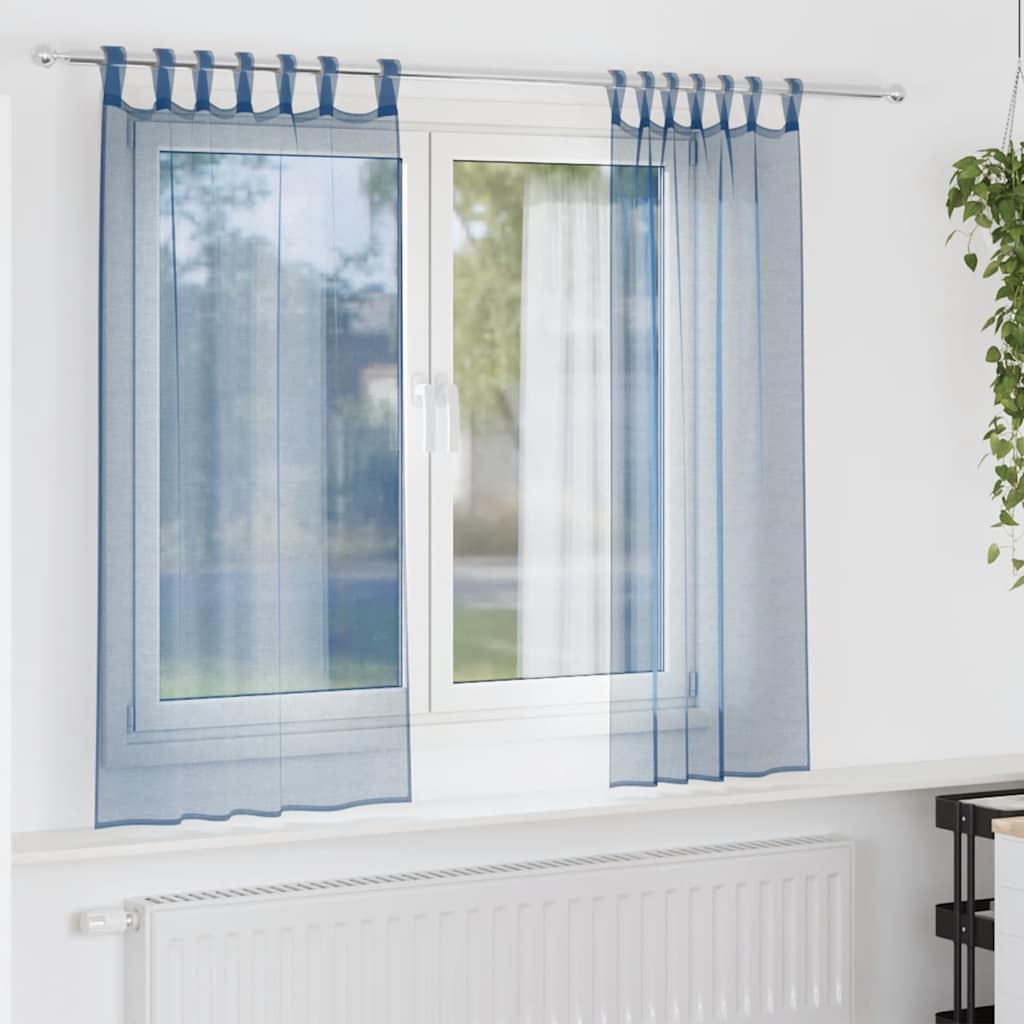 vidaXL Voile Vorhänge mit Stangentaschen 2 Stk. Königsblau