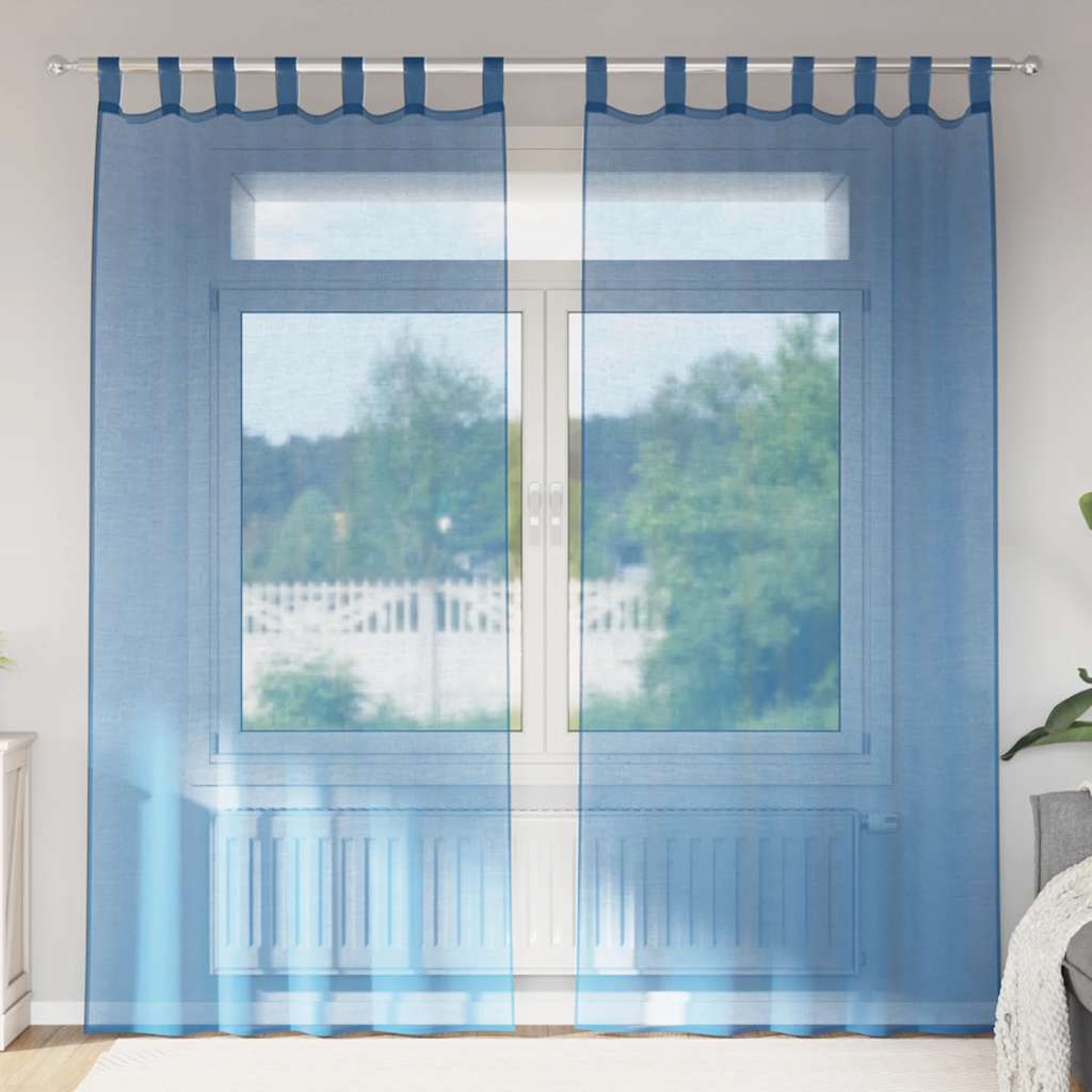 vidaXL Perdele Voile cu buzunare pentru bare 2 buc Albastru regal