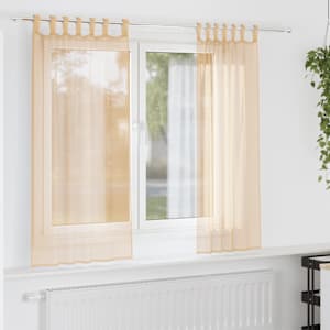 vidaXL Voile kardinad varrastega taskutega 2 tk Liiv