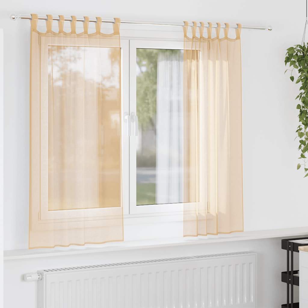 vidaXL Perdele Voile cu buzunare pentru bare 2 buc Nisip