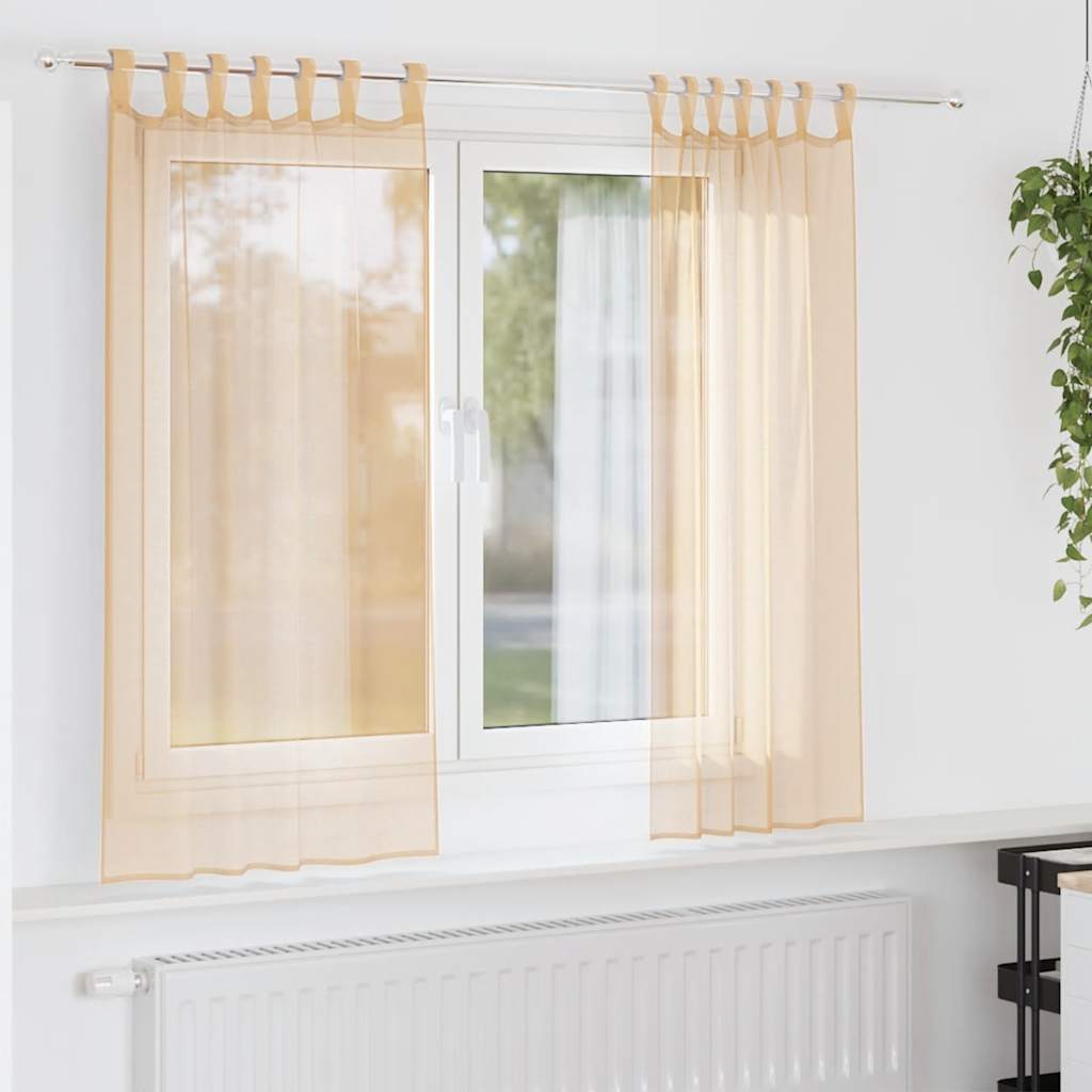 vidaXL Perdele Voile cu buzunare pentru bare 2 buc Nisip