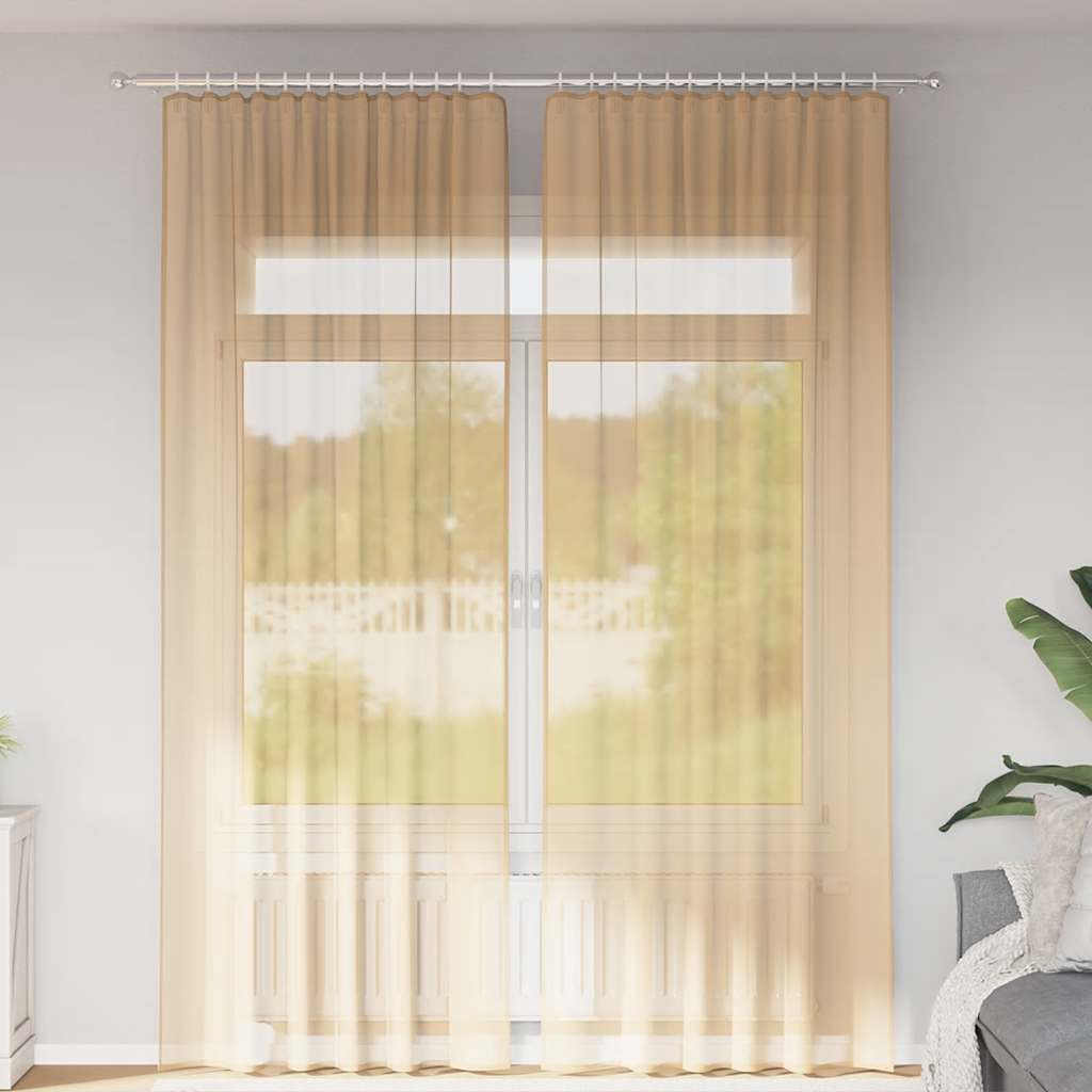 vidaXL Perdele Voile cu buzunare pentru bare 2 buc Nisip