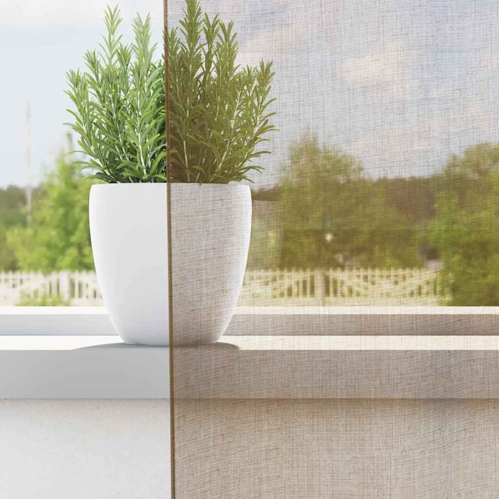 vidaXL Gordijnen voile met roedezakken 2 st lichtbruin afbeelding