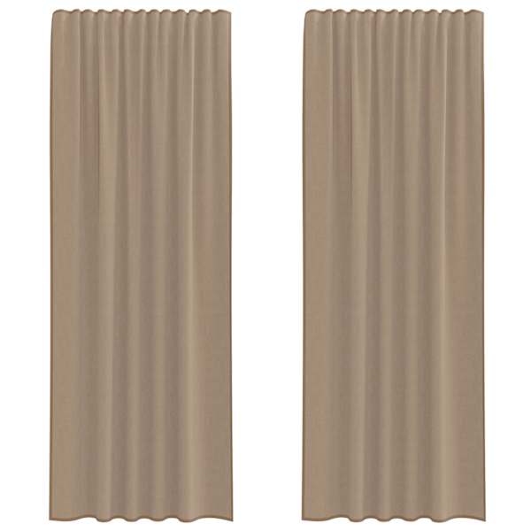 vidaXL voile kardinad varrastaskutega 2 tk, helepruunid