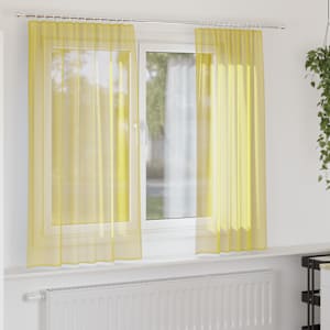 vidaXL voile kardinad varrastaskutega 2 tk, kollased
