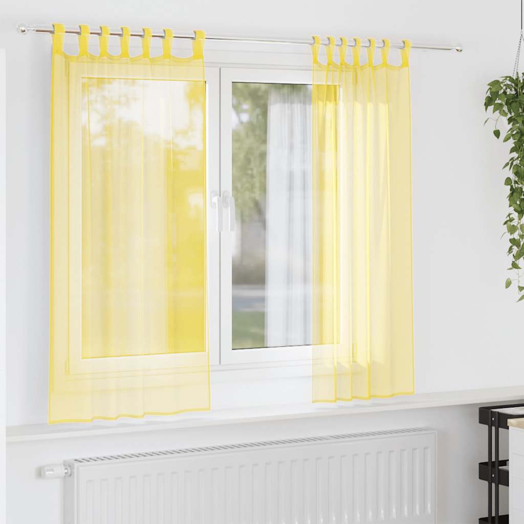 vidaXL Voile Vorhänge mit Stangentaschen 2 Stk. Gelb