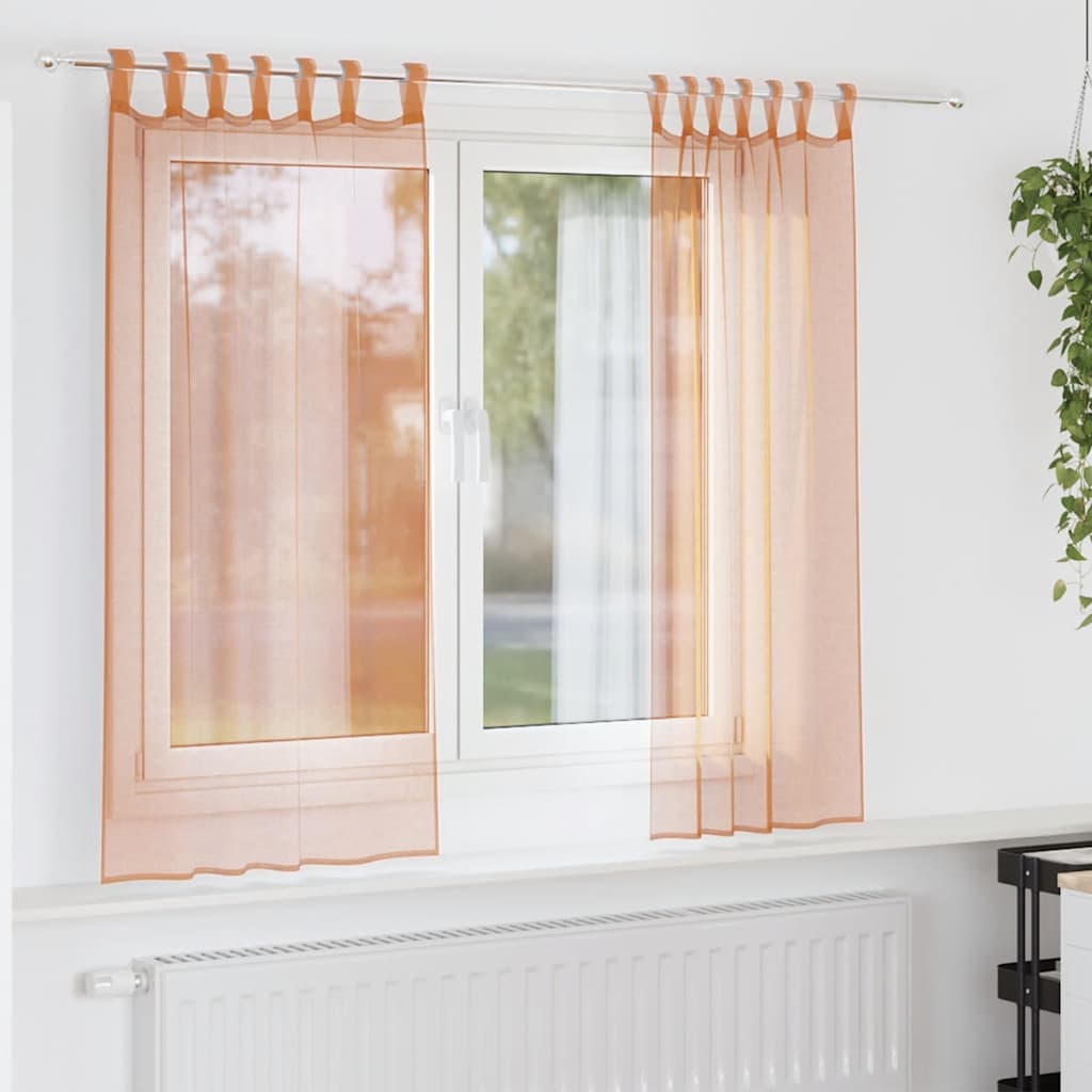 vidaXL Voile gordijnen met roedezakken 2 st terracotta