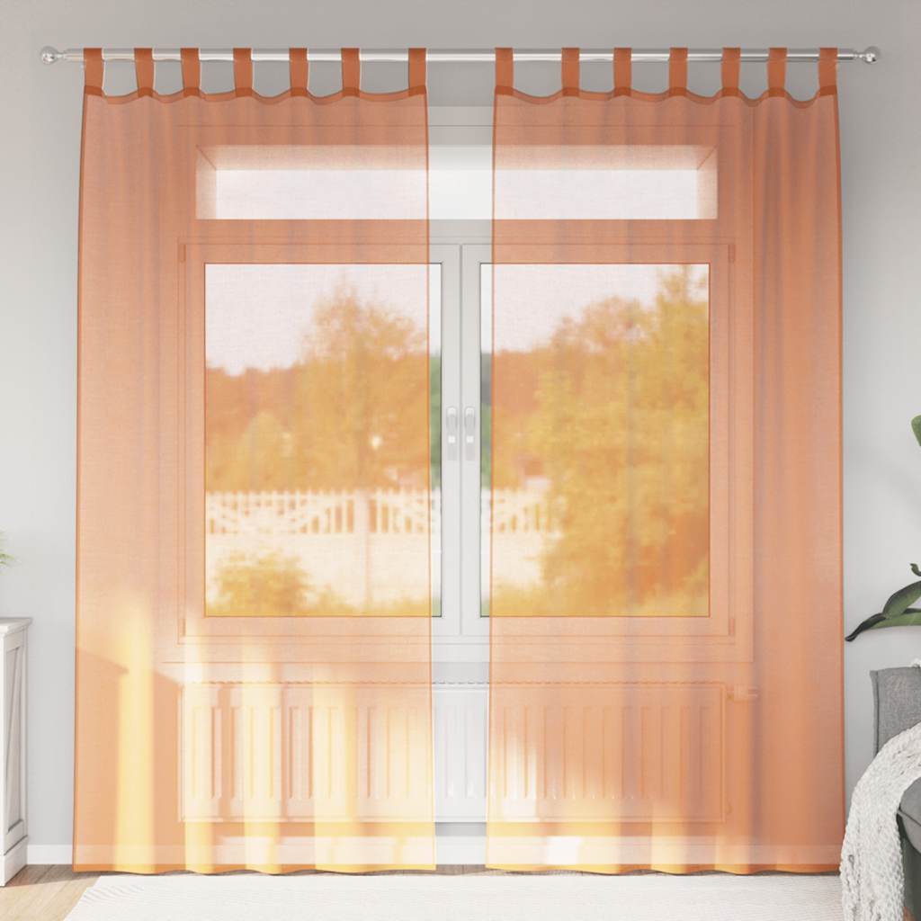 vidaXL Voile Vorhänge mit Stangentaschen 2 Stk. Terrakotta