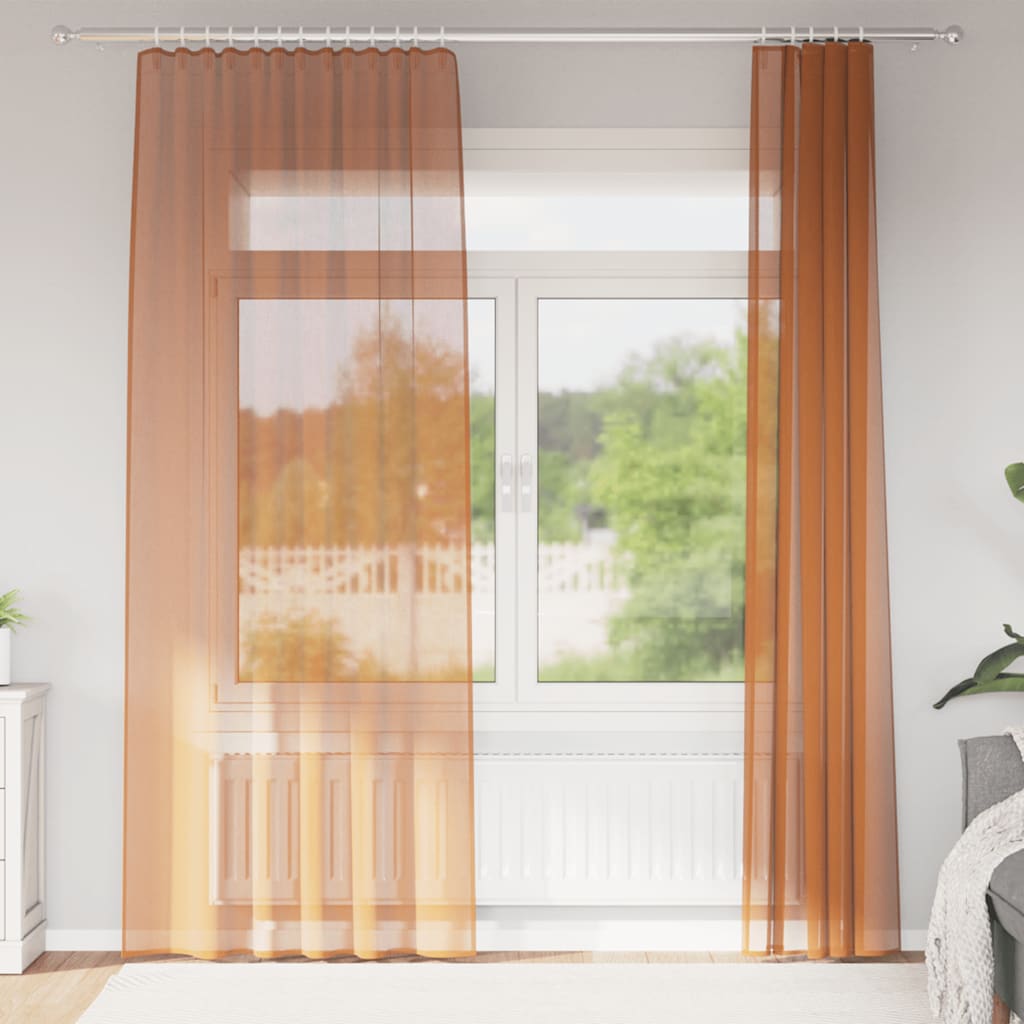 vidaXL Voile Vorhänge mit Stangentaschen 2 Stk. Terrakotta