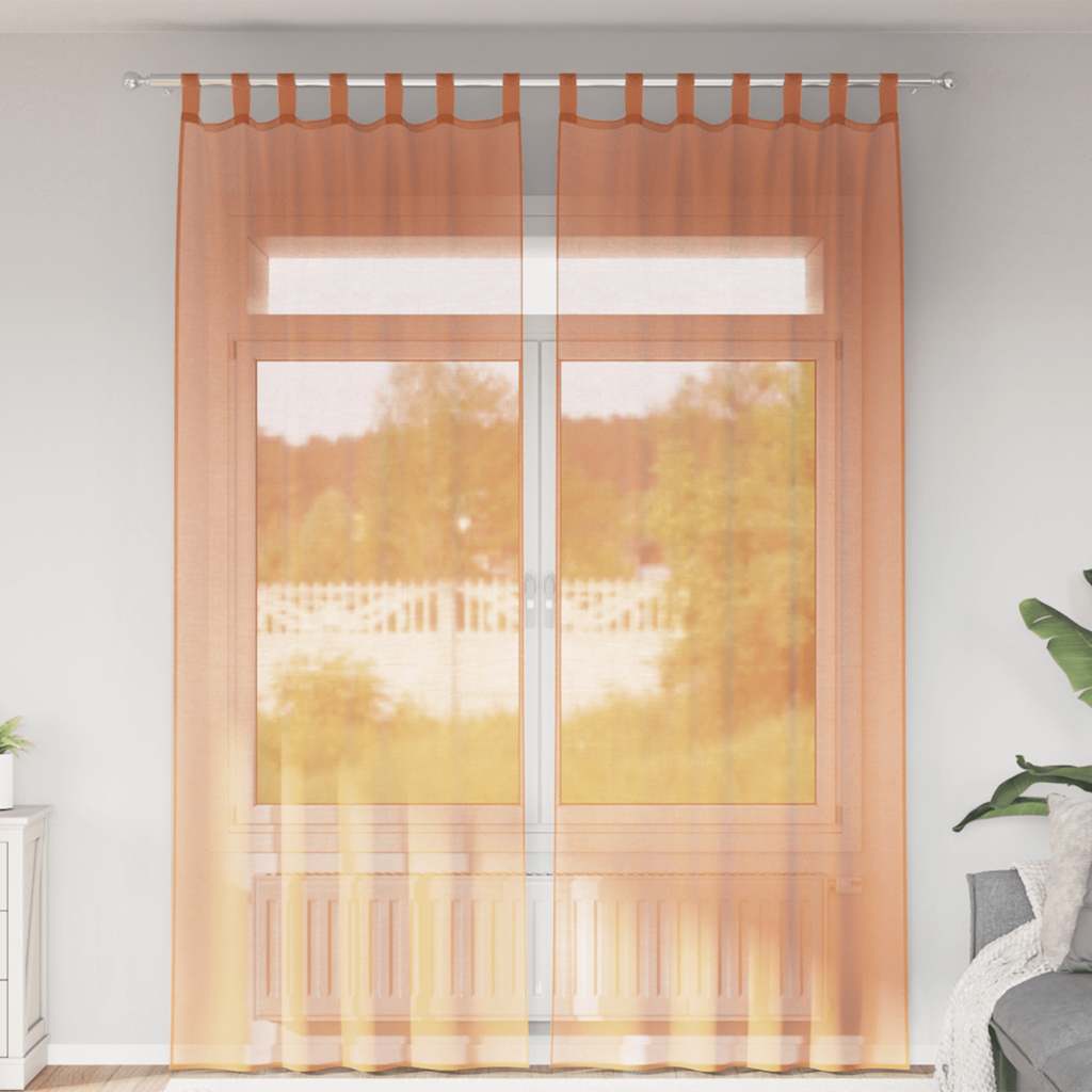 vidaXL Voile gordijnen met roedezakken 2 st terracotta