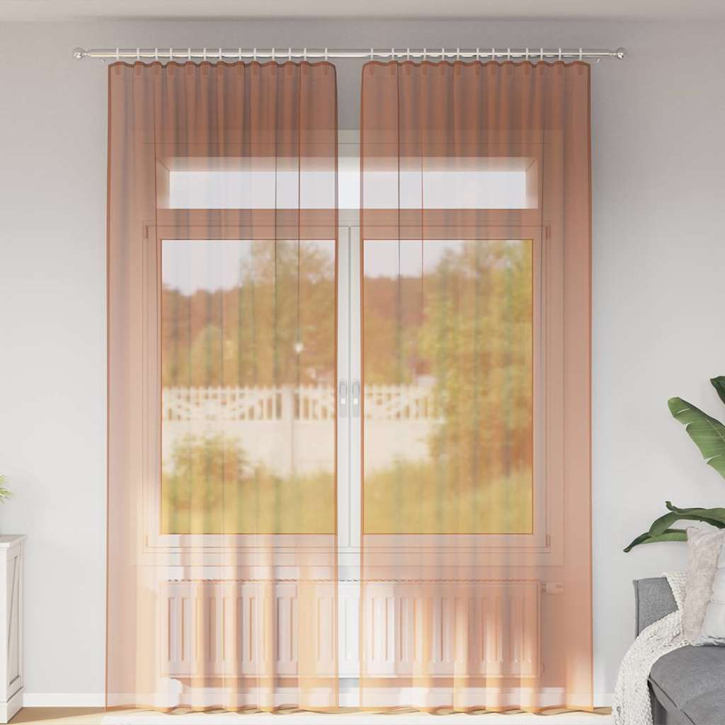 vidaXL Voile Vorhänge mit Stangentaschen 2 Stk. Terrakotta