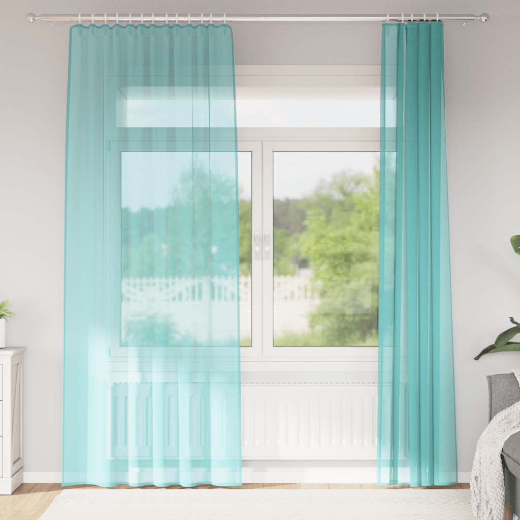 vidaXL Perdele Voile cu buzunare pentru bare 2 buc Turcoaz