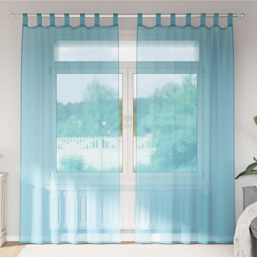 vidaXL Voile Vorhänge mit Stangentaschen 2 Stk. Türkis