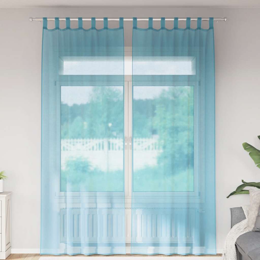 vidaXL Tende in Voile con Tasche per Aste 2 pz Turchese