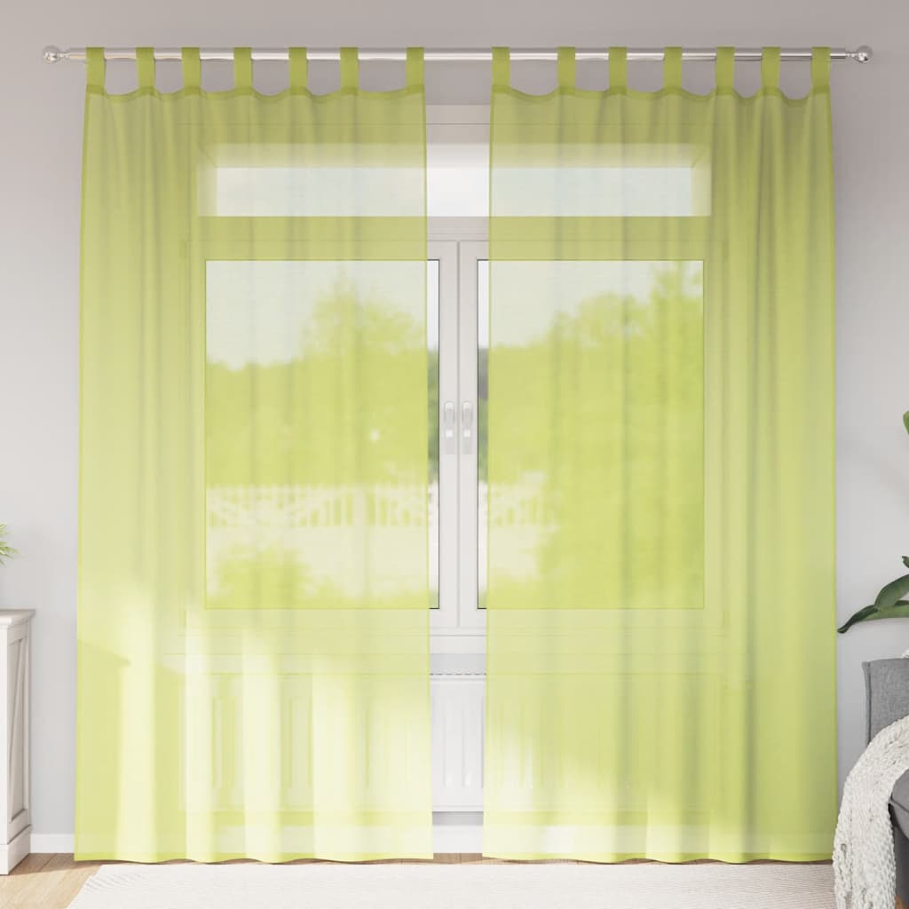 vidaXL Gordijnen voile met lipje Top 2 st Appelgroen