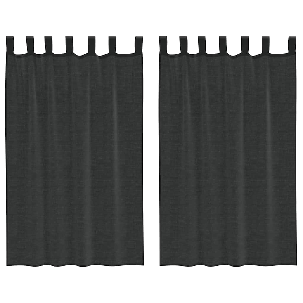 Thumbnail - vidaXL Voile Vorhänge mit Lasche 2 Stk. Schwarz