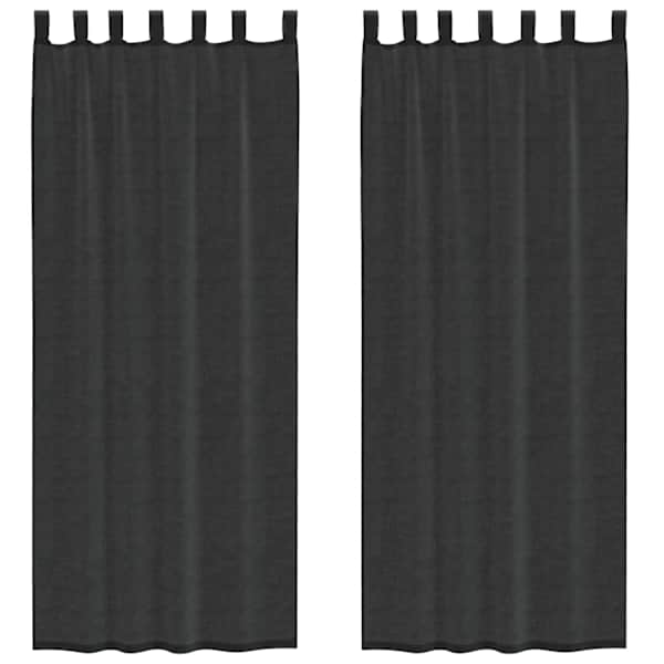 vidaXL Voile Kardinad Tab Topiga 2 tk Must