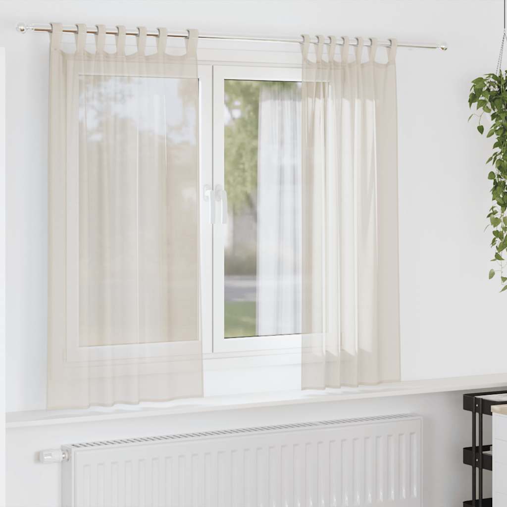 vidaXL Gordijnen voile met Tab Top 2 st crèmekleurig