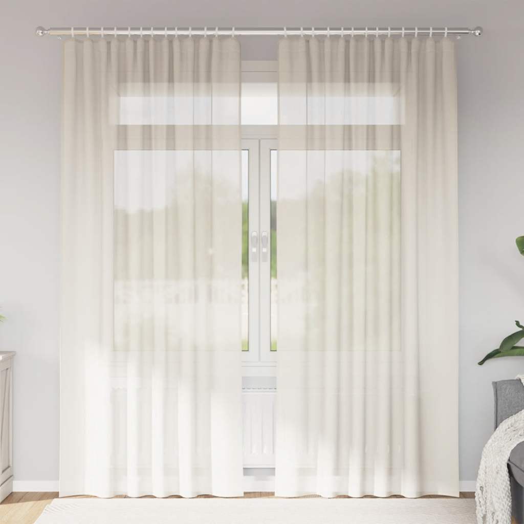 vidaXL Voile Vorhänge mit Lasche 2 Stk. Creme