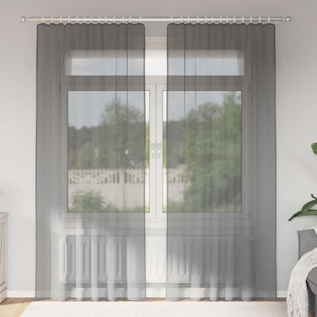 vidaXL Perdele voal cu bucle 2 buc Gri închis 140x245 cm