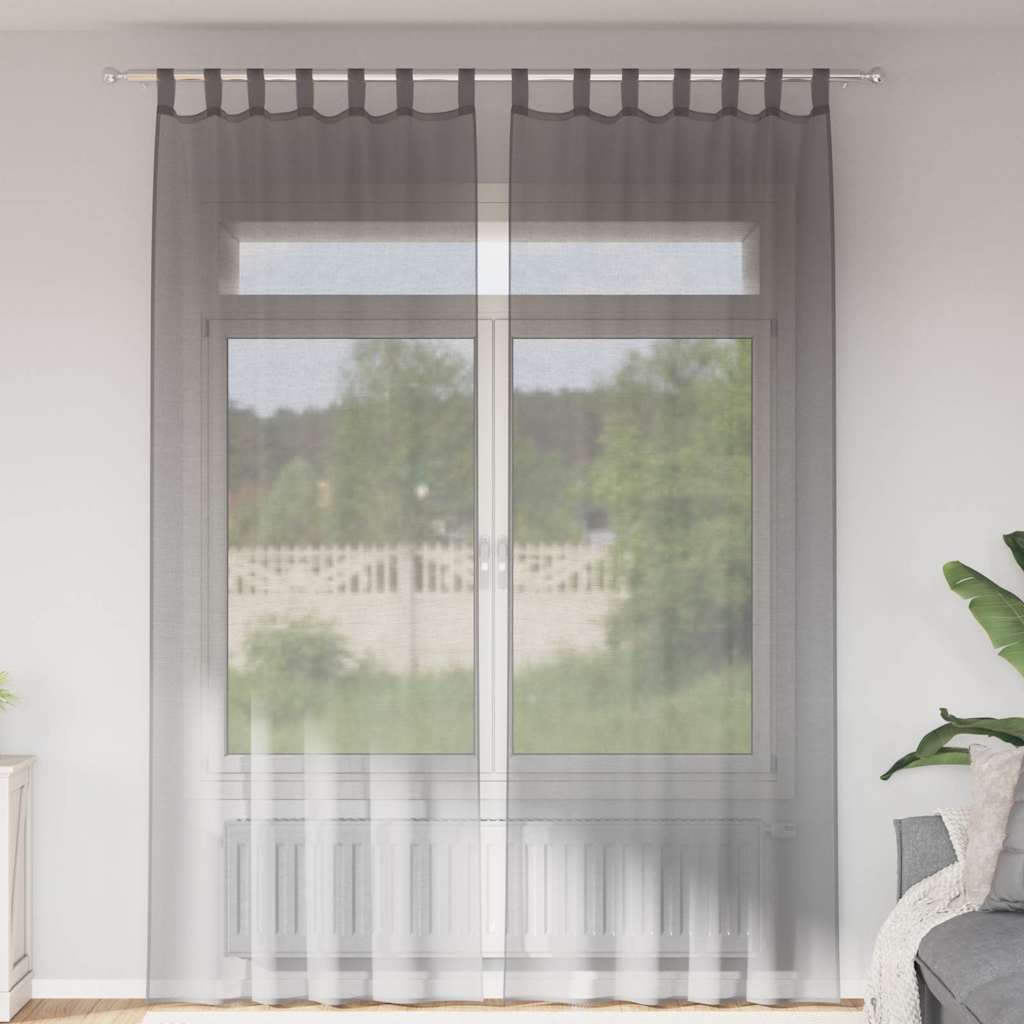 vidaXL Perdele Voile cu Bucle 2 buc Gri Inchis 140x260 cm