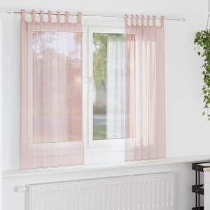 Voile zavese z zankami 2 kosa svetlo roza 140x140 cm