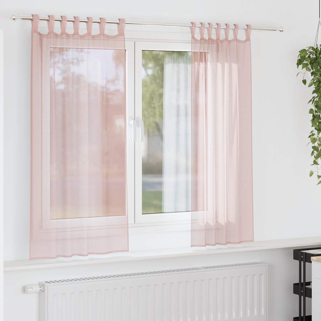 vidaXL Gordijnen voile met lussen 2 st 140x175 cm lichtroze