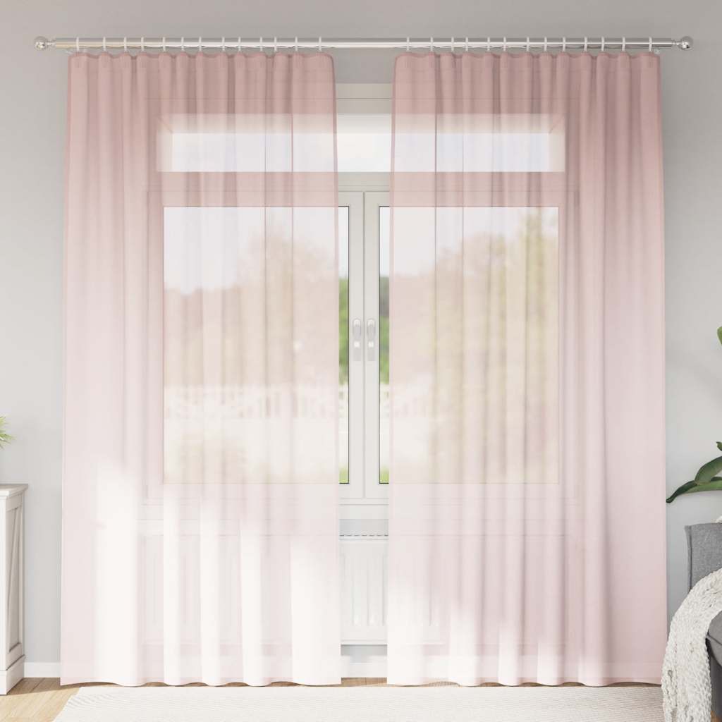 vidaXL Voile Vorhänge mit Schlaufen 2 Stk. Hellrosa 140x245 cm