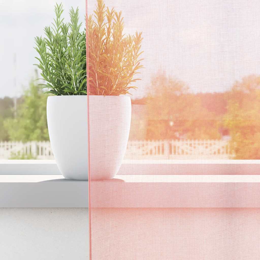 vidaXL Perdele Voile cu Bucle 2 buc Roz 140x175 cm
