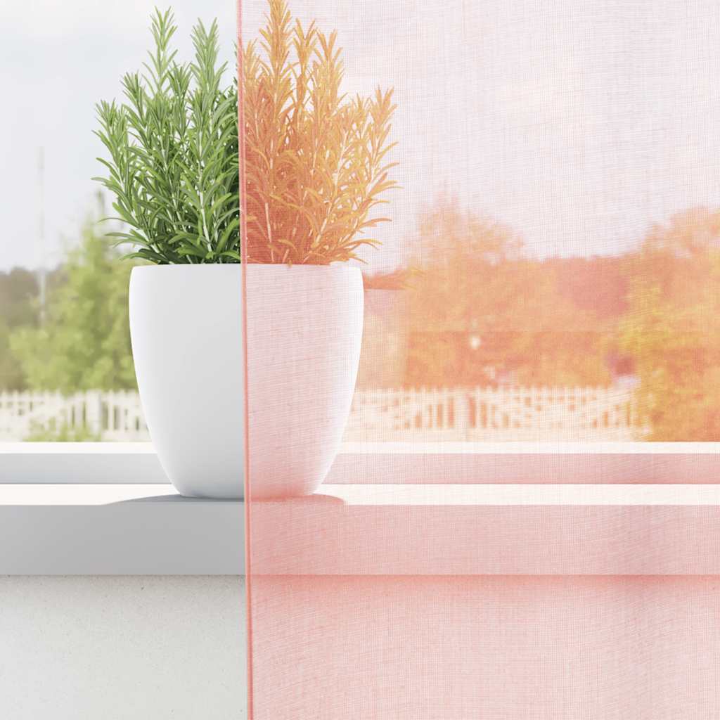 vidaXL Gordijnen voile met lussen 2 st 140x225 cm roze afbeelding