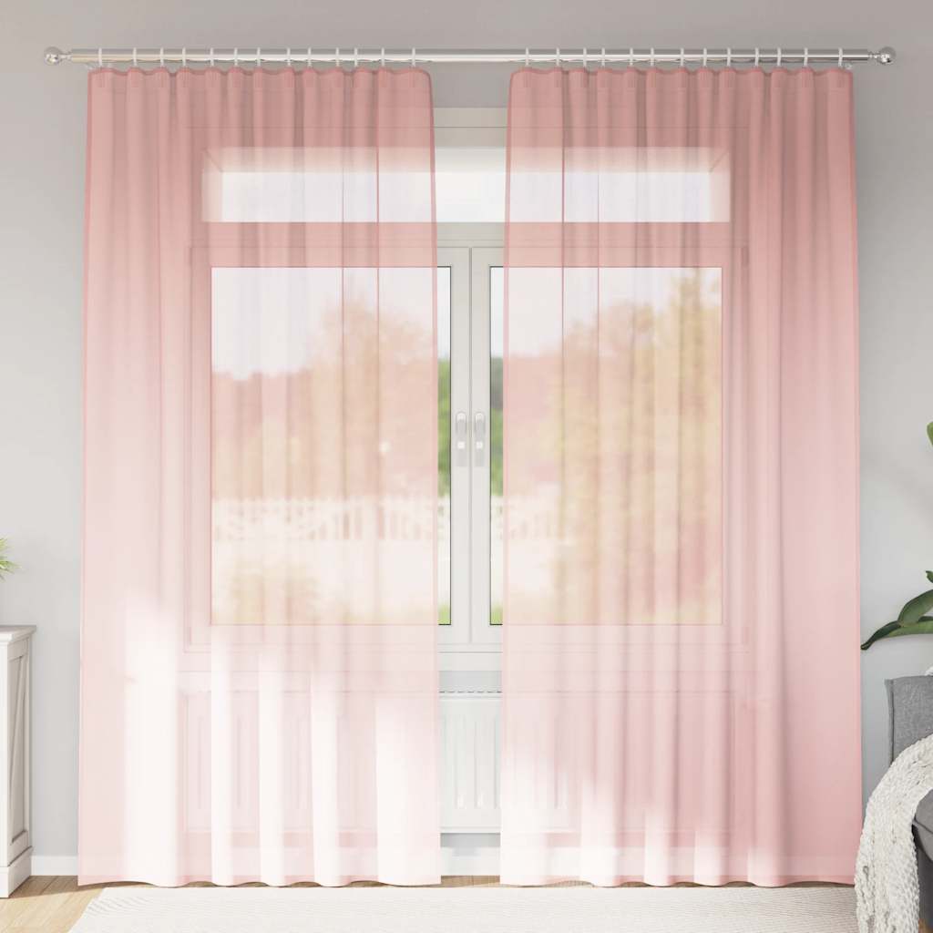 vidaXL Perdele Voile cu Bucle 2 buc Roz 140x245 cm