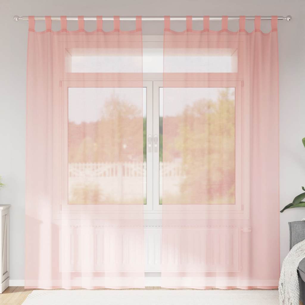 vidaXL Perdele Voile cu Bucle 2 buc Roz 140x245 cm