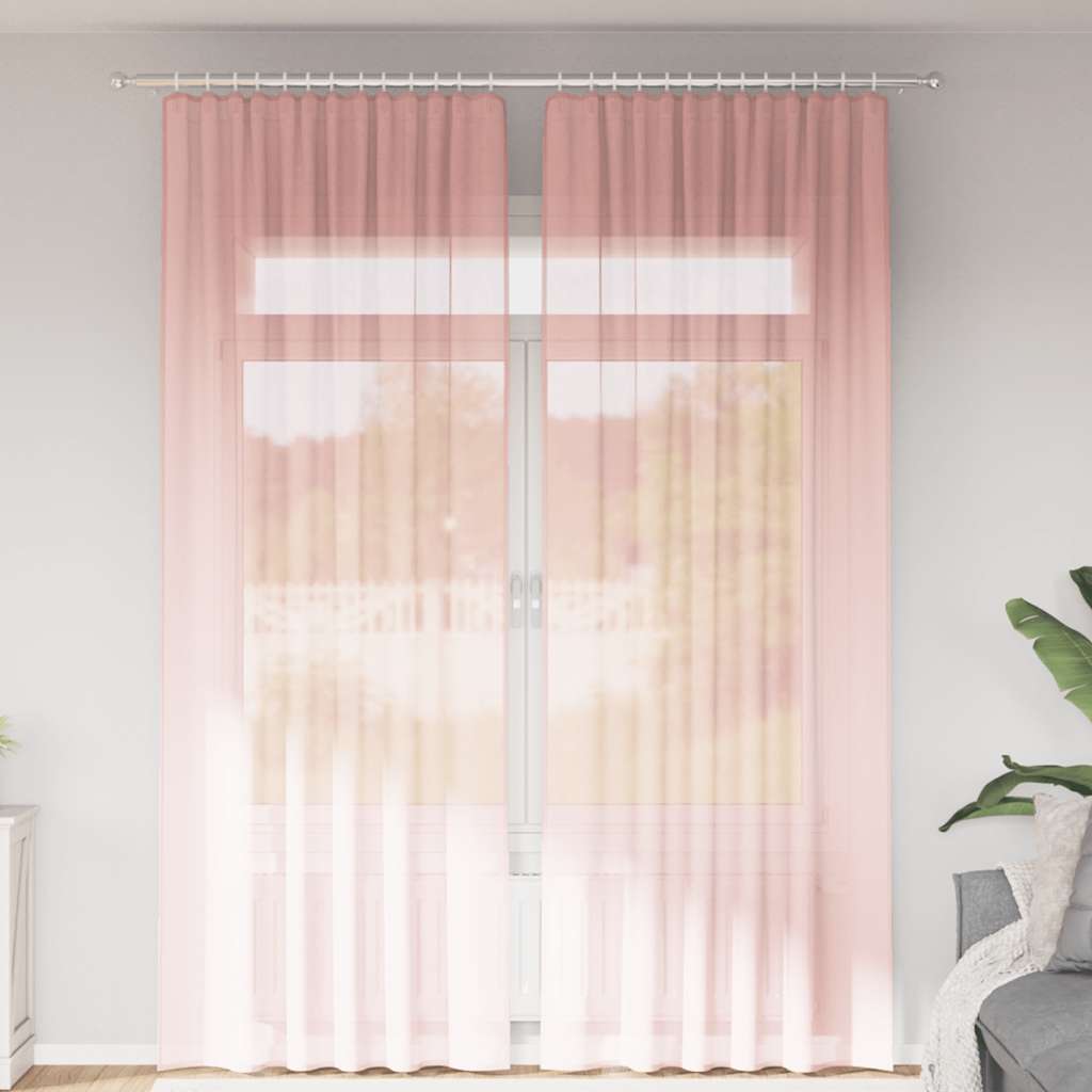 vidaXL Perdele Voile cu Bucle 2 buc Roz 140x260 cm