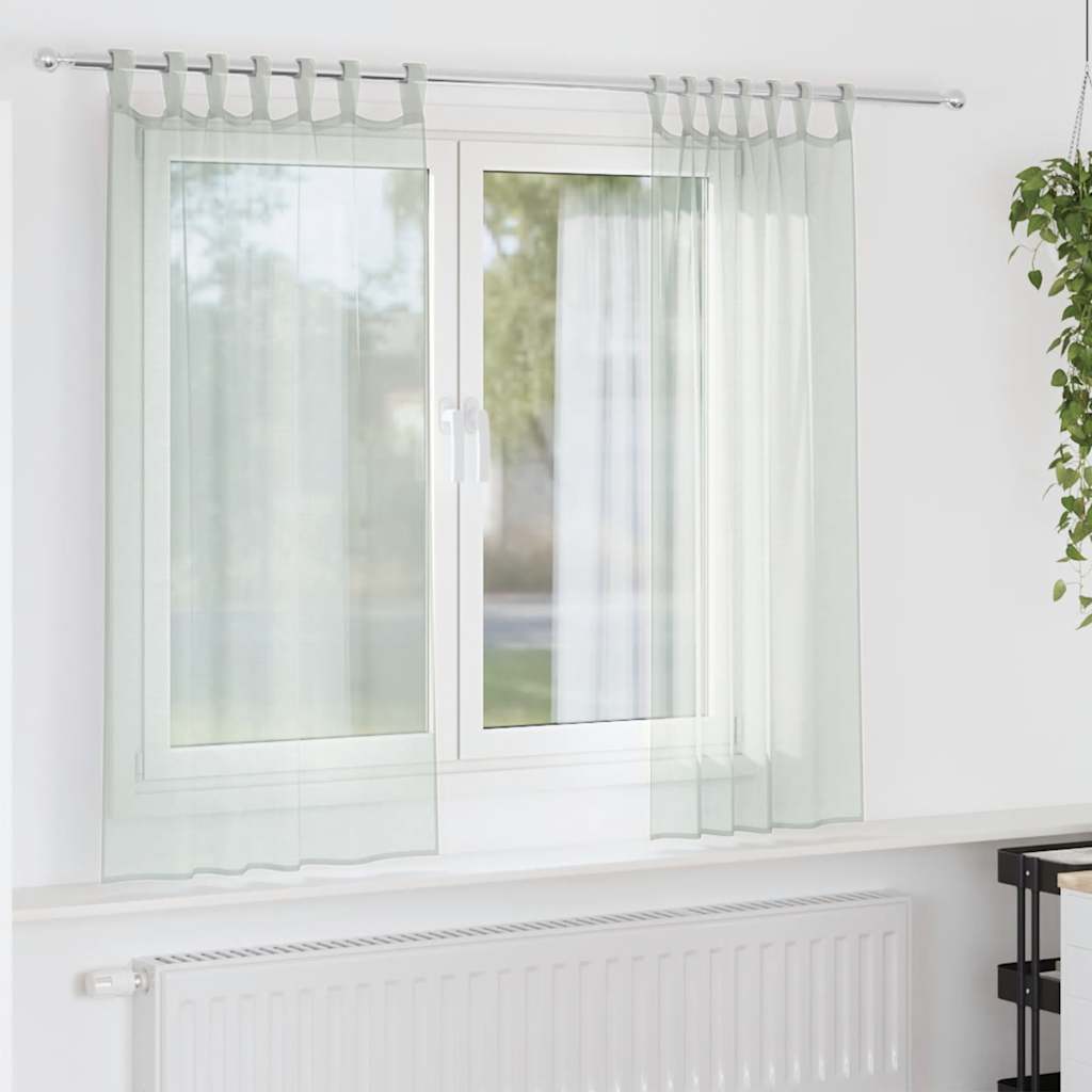 vidaXL Gordijnen voile met lussen 2 st 140x140 cm lichtgrijs