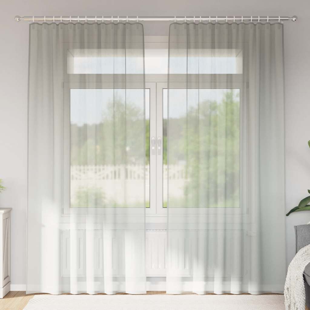 vidaXL Perdele voal cu bucle 2 buc Gri deschis 140x225 cm