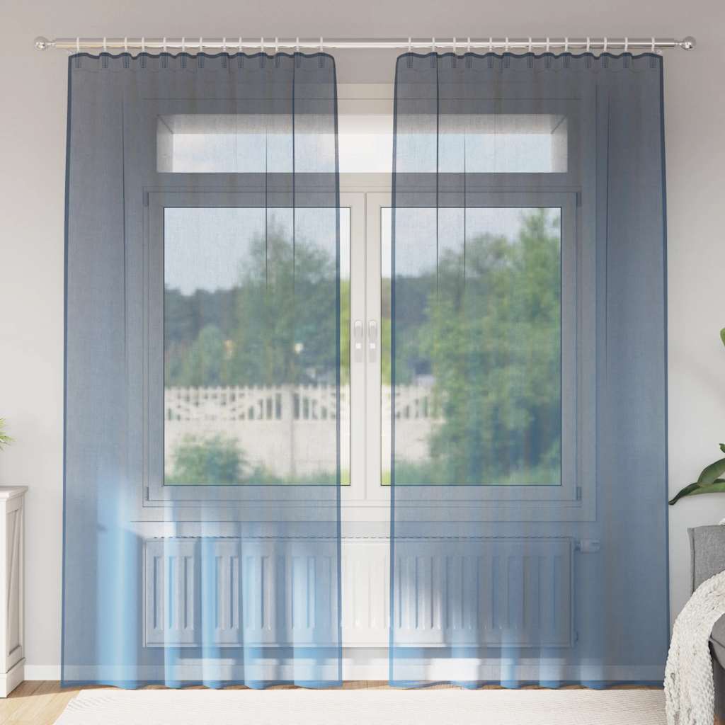 vidaXL Perdele Voile cu Bucle 2 buc Albastru Regal 140x245 cm