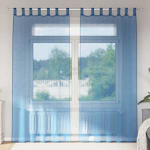 Voile zavese z zanke 2 kosa kraljevsko modra 140x245 cm