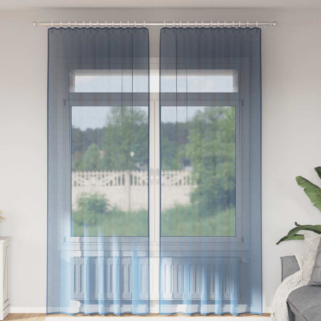 vidaXL Perdele Voile cu Bucle 2 buc Albastru Regal 140x260 cm