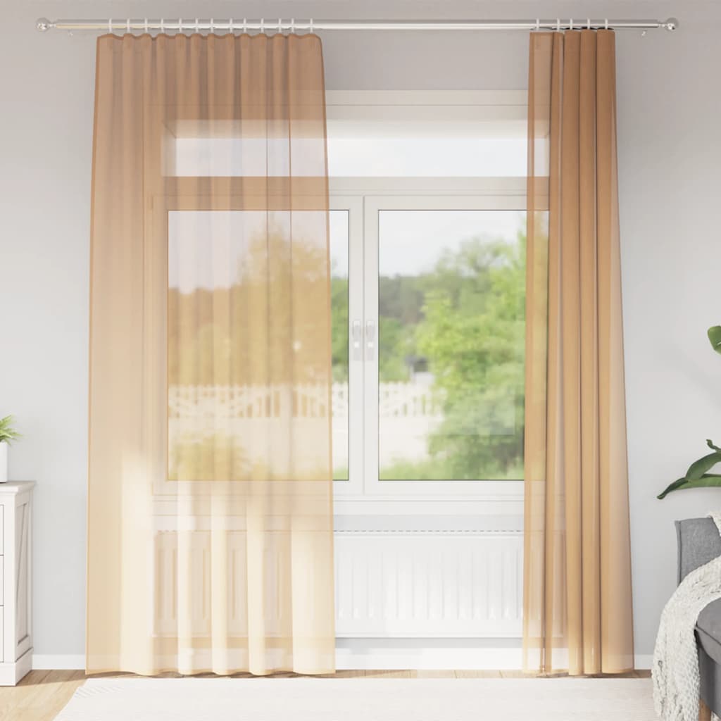 vidaXL Perdele Voile cu Bucle 2 buc Nisip 140x225 cm