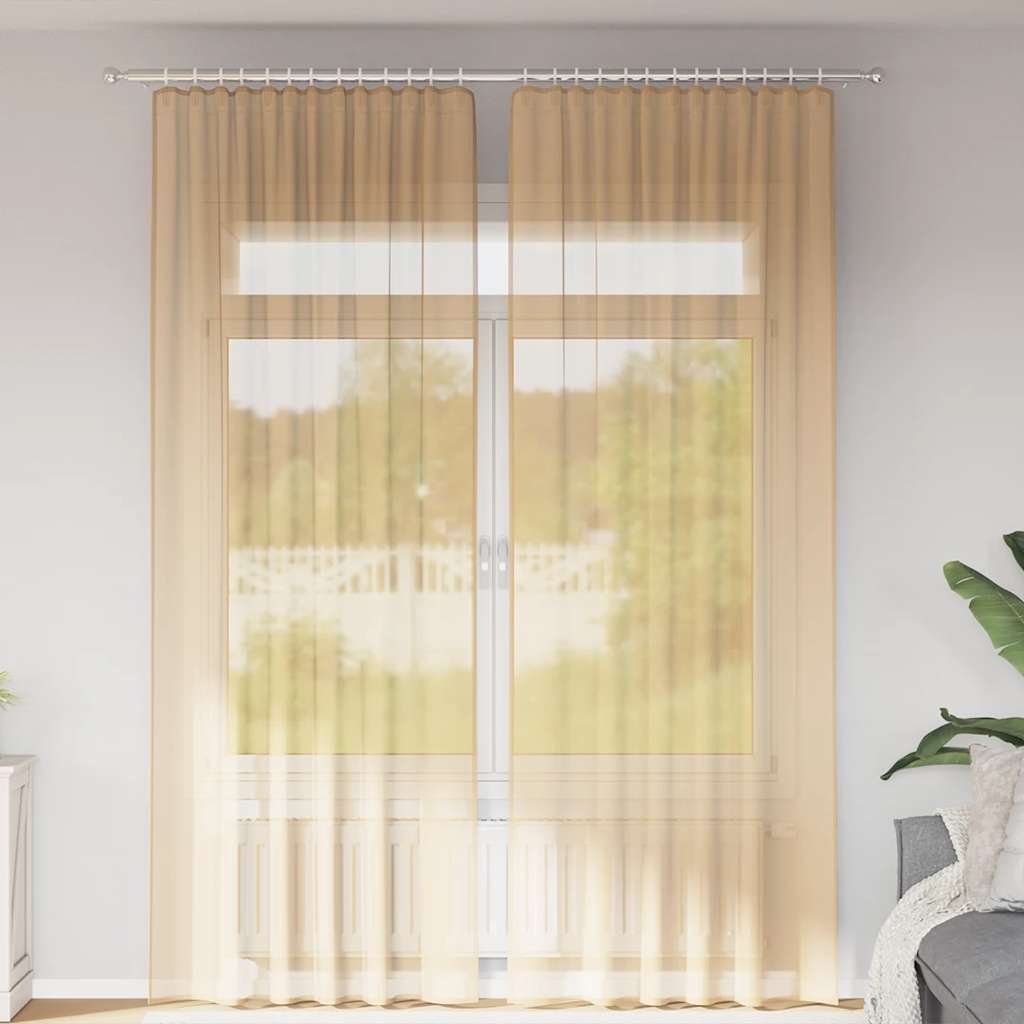 vidaXL Perdele Voile cu Bucle 2 buc Nisip 140x260 cm