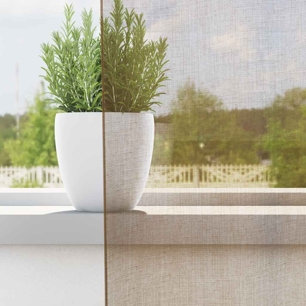 vidaXL Gordijnen voile met lussen 2 st 140x175 cm lichtbruin afbeelding