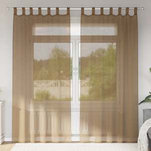 Voile zavese z zankami 2 kosa svetlo rjave 140x245 cm