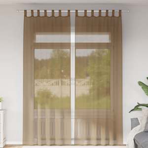 Voile zavese z zankami 2 kosa svetlo rjave 140x260 cm