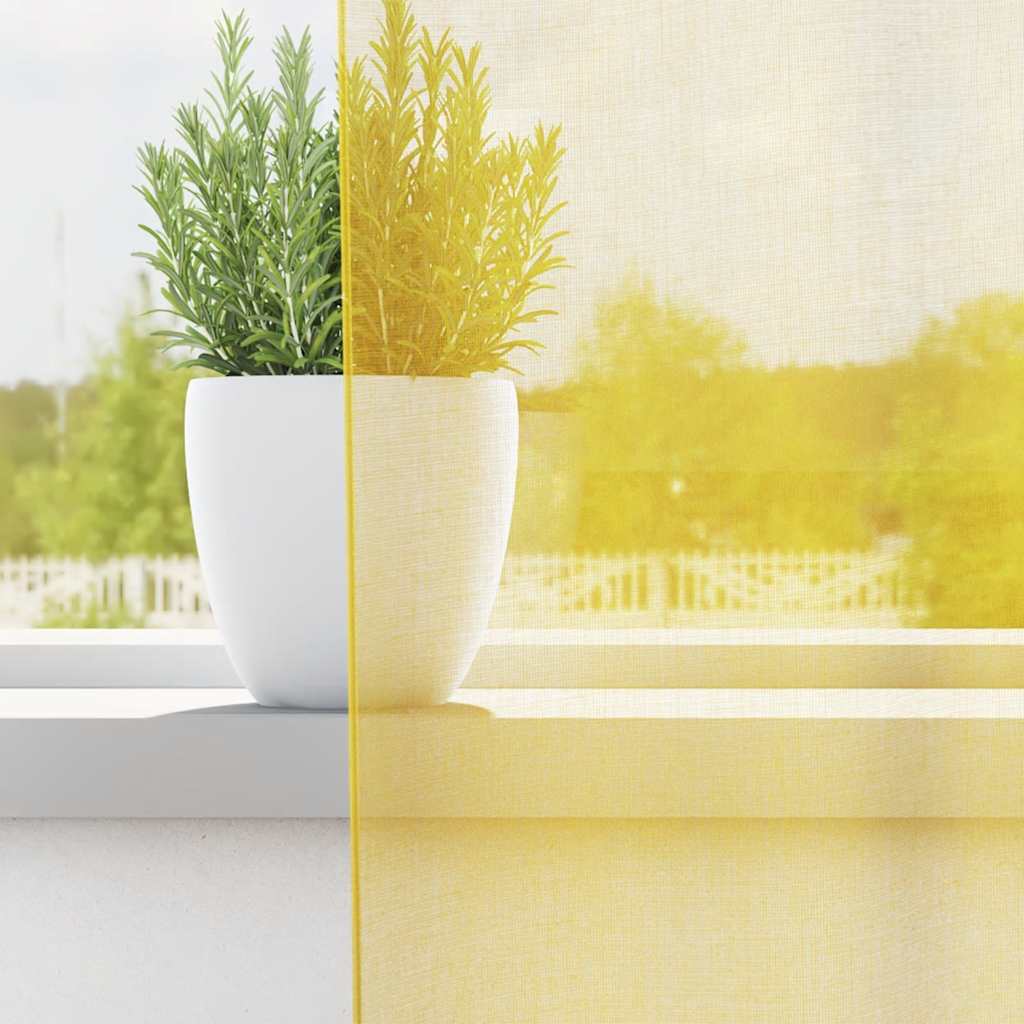vidaXL Gordijnen voile met lussen 2 st 140x140 cm geel afbeelding