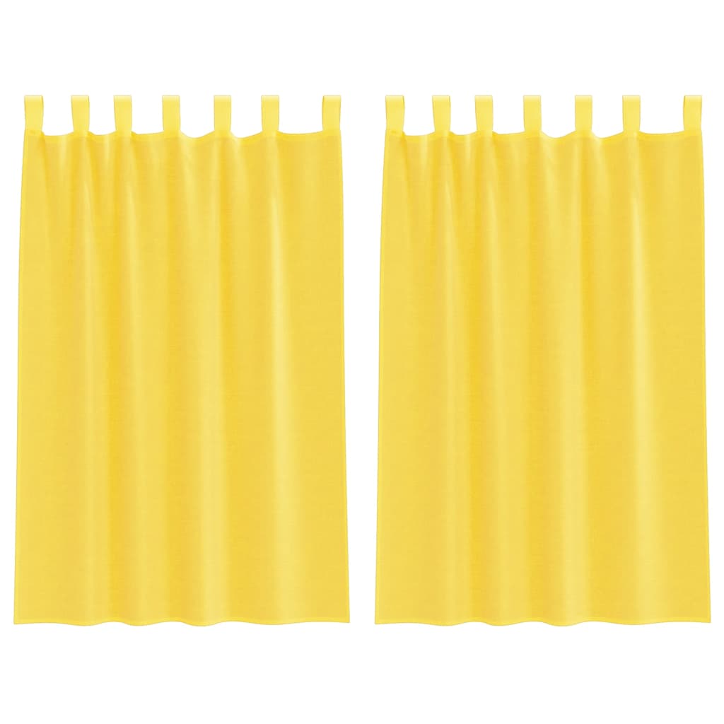 Thumbnail - vidaXL Voile Vorhänge mit Schlaufen 2 Stk. Gelb 140x175 cm