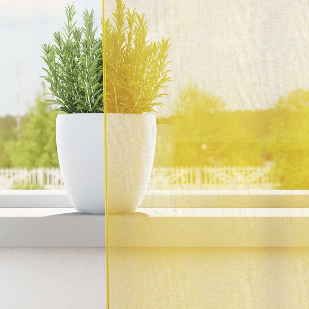 vidaXL Gordijnen met lussen 2 st 140x260 cm geel afbeelding