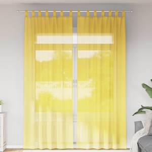 Voile zavese z zankami 2 kosa rumene 140x260 cm