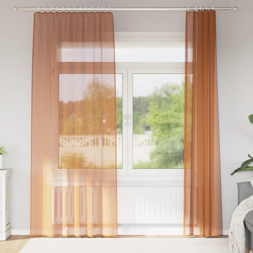 vidaXL Perdele Voile cu Bucle 2 buc Terracota 140x245 cm