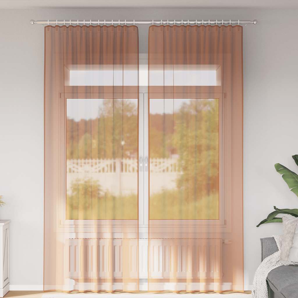 vidaXL Perdele Voile cu Bucle 2 buc Terracota 140x260 cm